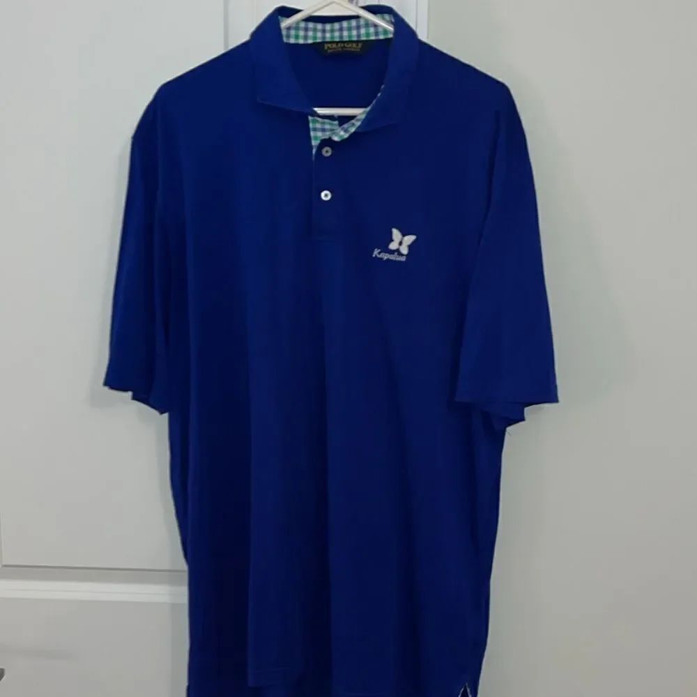 Polo Ralph Lauren Blue Kapalua Maui golf resort Golf Shirt swept collar XL Tall